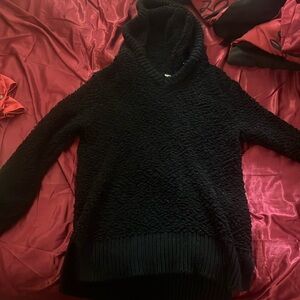 Black sweater with a hood